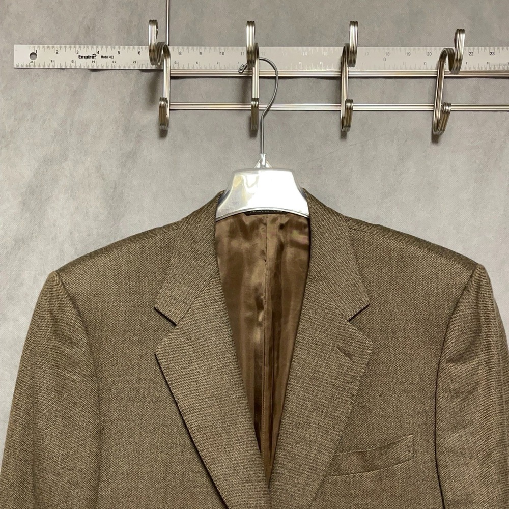 Canali Blazer Men 44R Beige Winter Flannel Bird's Eye 2B Italy Coat Luxury EU 54